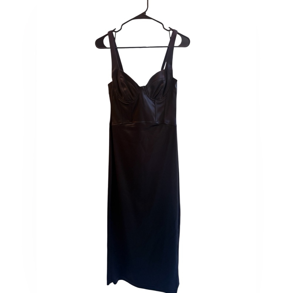 Zara Black Satin Slim Slip Midi Dress - Picture 2 of 9